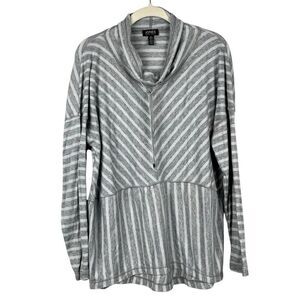 Jones New York Striped Cowl Neck Top Large